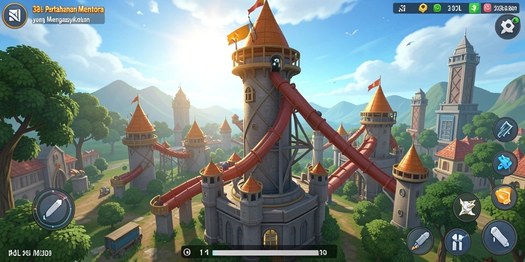 Screenshot gameplay 33L menampilkan menara yang berdiri kokoh melawan musuh.