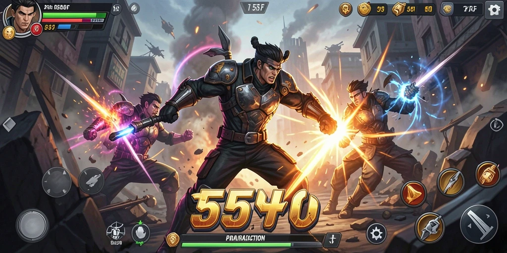 Tampilan gameplay seru dari 555F yang penuh aksi.
