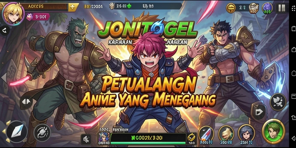 Menampilkan aksi seru dari gameplay JONITOGEL dengan karakter Anime.