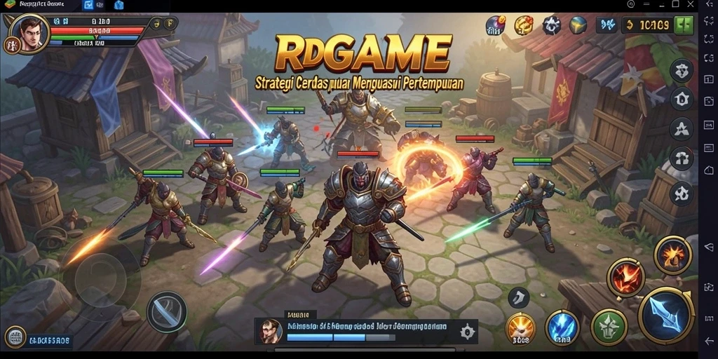 Screenshot RPGAME menampilkan pertarungan strategi yang epik dan mendebarkan.