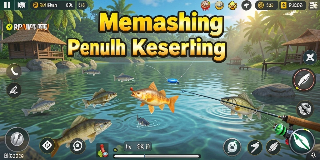 Tampilan gameplay RPVIP4 dengan aktivitas memancing yang seru.