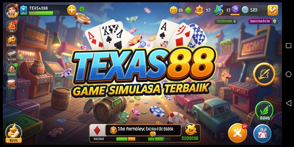 Screenshot utama TEXAS88 menampilkan gameplay simulasi yang realistis dan mendebarkan.
